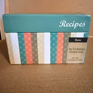 Darice Teal and Striped Recipe Box